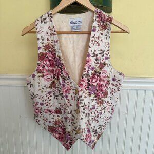 At Last & Co Floral Button-Up Vest Hobo cottage core vintage 90s M